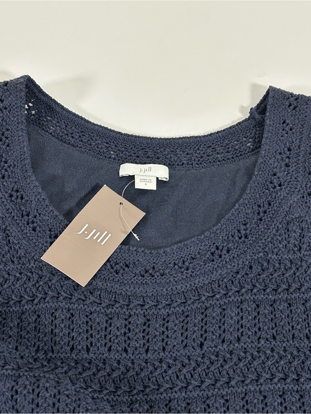 NWT J. Jill Navy Crochet Knit Sleeveless Mini Dress - Picture 8 of 12